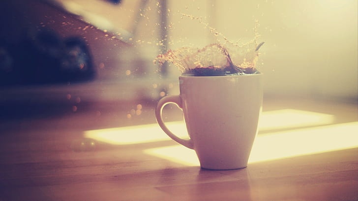 coffee, cup, splashes, HD wallpaper