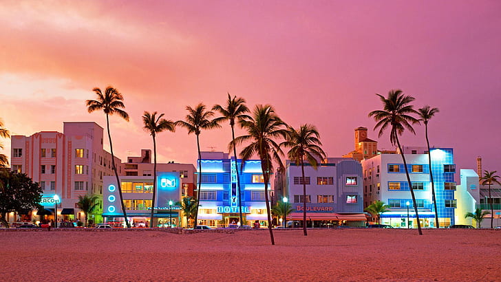 street, home, Miami, FL, USA, Ocean Drive, HD wallpaper