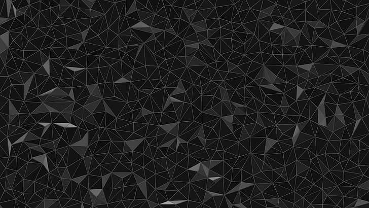 black and gray abstract digital wallpaper, digital art, low poly