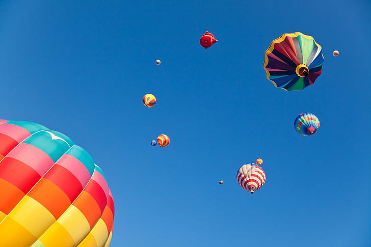 multicolored hot air ballons, Hot Air Balloons, hot  air  balloons