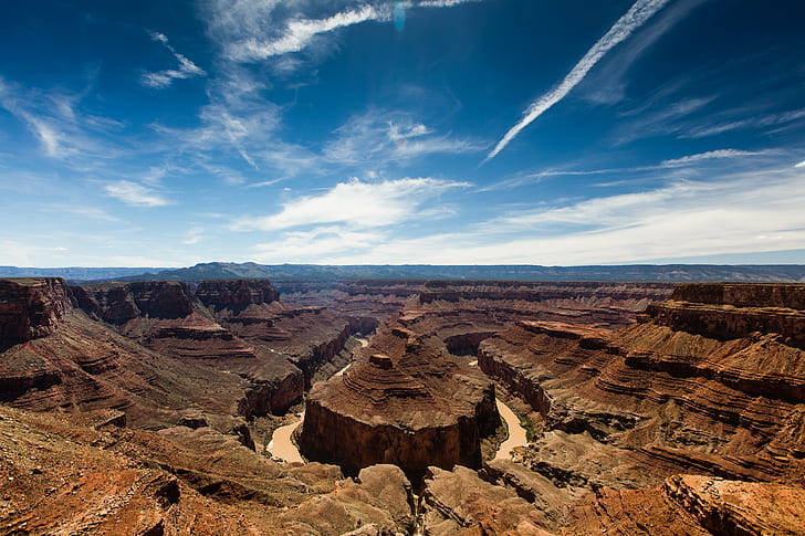 rock formation under white cloud blue skies, grand_canyon, Adventure, HD wallpaper