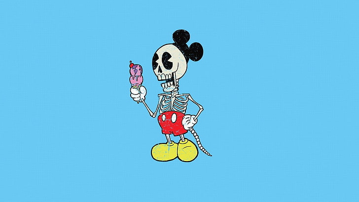 skeleton Mickey Mouse wallpaper, Minimalism, Alejandro Giraldo