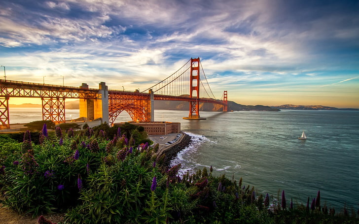 Golden Gate bridge, sunset, san francisco, california, san Francisco County