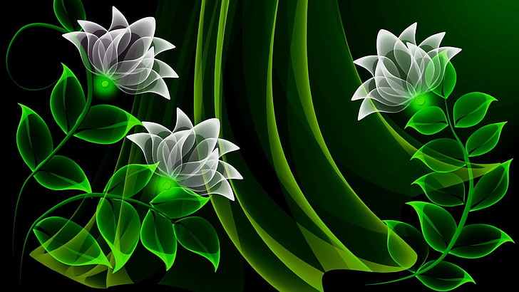 digital art, flowers, neon, design, graphic design, beauty in nature, HD wallpaper