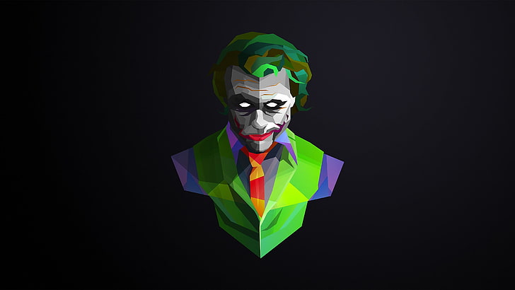 The Joker wallpaper, Justin Maller, low poly, minimalism, digital art