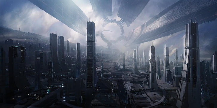 Hd Wallpaper Science Fiction Mass Effect Building Exterior City Cityscape Wallpaper Flare
