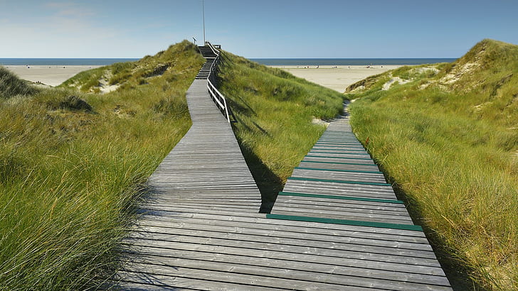 landscape, beach, Germany, walkway, HD wallpaper