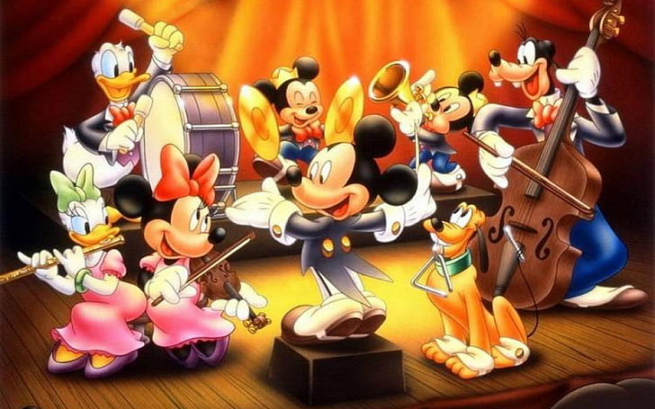 Disney Orchestra Mickey Mouse Pluto And Donald Duck Characters Desktop Hd Wallpaper 1920×1200, HD wallpaper