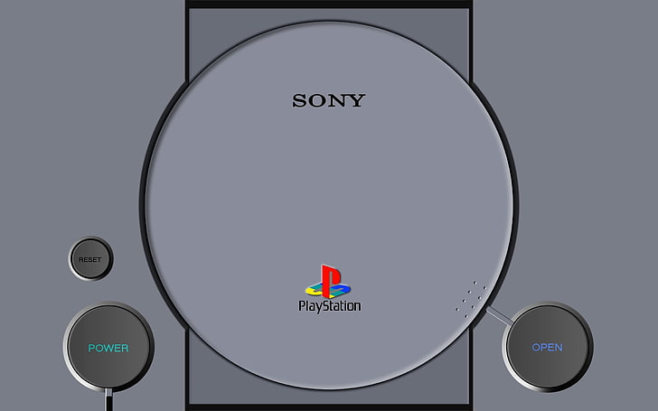 gray Sony PlayStation console, First, vector, illustration, symbol