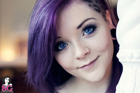 HD wallpaper: purple hair, Suicide Girls, Maisie Suicide, blue eyes |  Wallpaper Flare