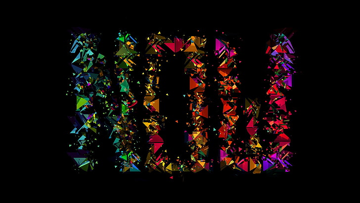 multicolored ''Now'' text, Justin Maller, Facets, typography, HD wallpaper