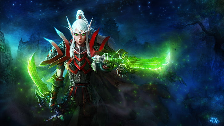 white haired male anime character wallpaper, World of Warcraft
