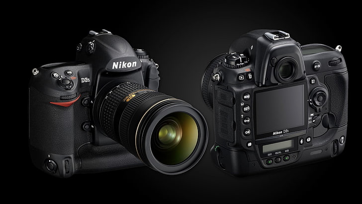 black Nikon DSLR camera, display, lens, NIKON D3s, photography themes