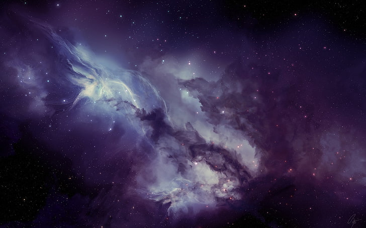 galaxy digital wallpaper, space, artwork, purple, nebula, space art