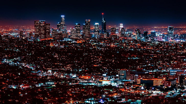 Los Angeles Wallpaper 4K, Downtown, Cityscape, Night