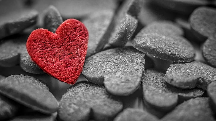 selective color photography of heart stone, ich, ich, die, Liebe, HD wallpaper