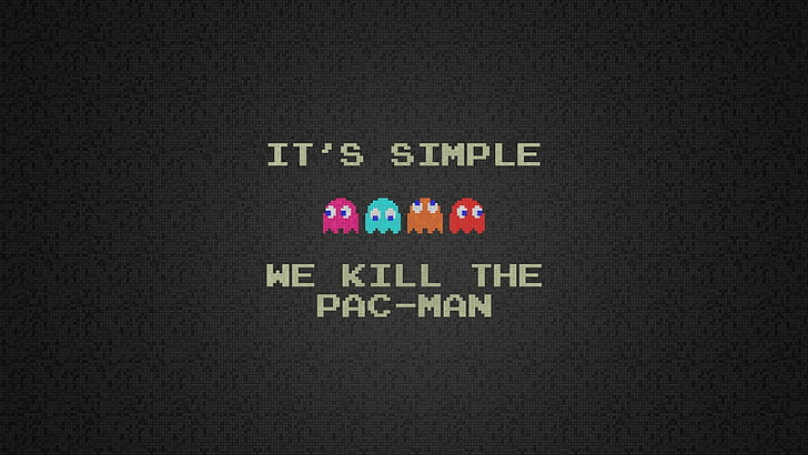 video games, humor, typography, Pac-Man, pixels, Pacman, retro games