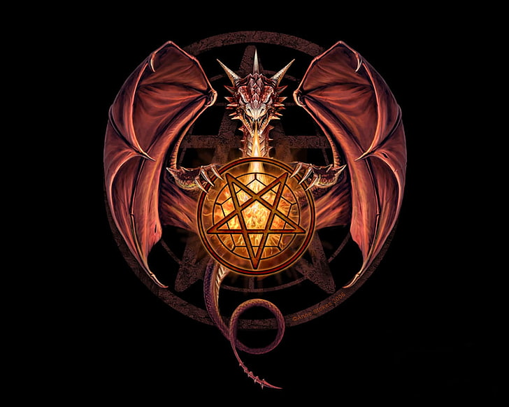 HD wallpaper: dragon with pentagram symbol illustration, Fantasy, Red,  black Color | Wallpaper Flare