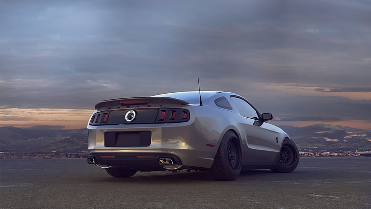 silver Ford Mustang coupe, shelby, car, gt 500, drag, land Vehicle, HD wallpaper