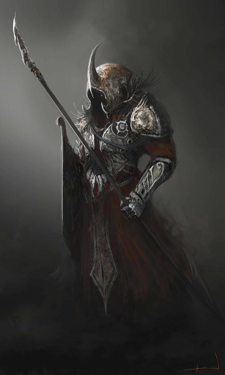 Fantasy, Warrior, Drawing, Fantasy Art, Armor, warrior knight holding stainless steel sphere, HD wallpaper
