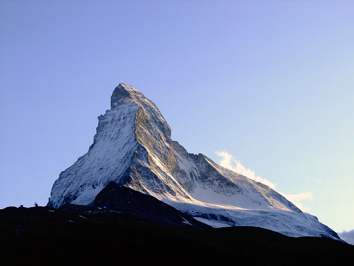 white mountain covered with ice, Switzerland, mountains, Matterhorn, HD wallpaper