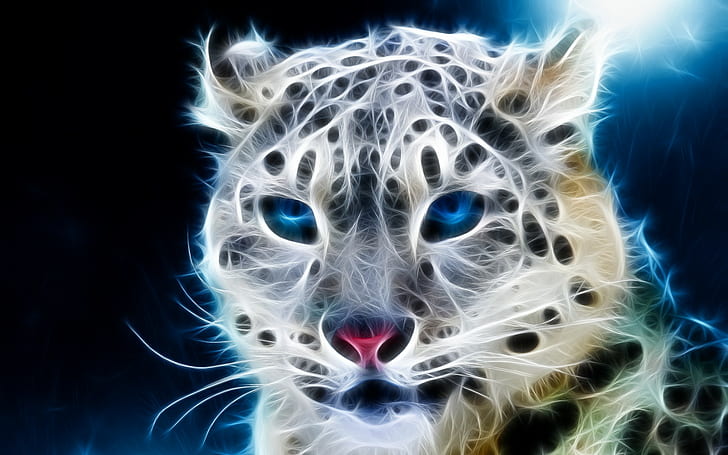 leopard (animal), artwork, light painting, big cats, HD wallpaper