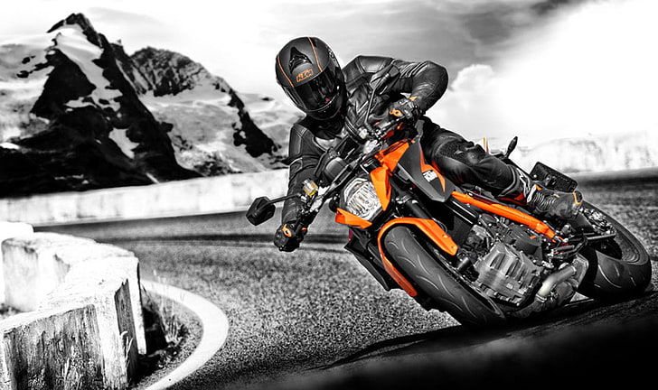 KTM 1290 Super Duke R 2014, orange and black naked motorcycle, HD wallpaper