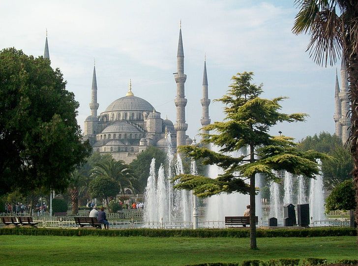 Mosques, Sultan Ahmed Mosque, Fountain, Istalbul, Turkey, HD wallpaper