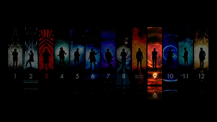 book series collection, Doctor Who, illuminated, multi colored, HD wallpaper