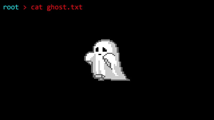pixel art, pixels, ghost, minimalism, black, dark, Root, Linux