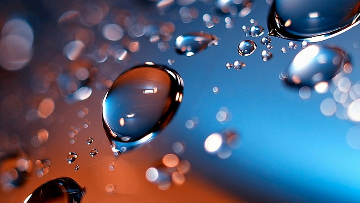 water, blue, drop, macro photography, close up, liquid bubble, HD wallpaper