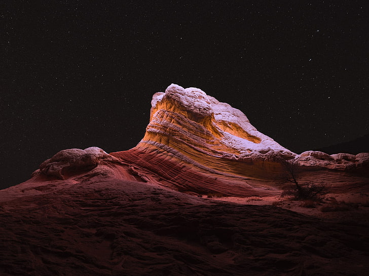 Reuben Wu, night, long exposure, rock formation, beauty in nature, HD wallpaper