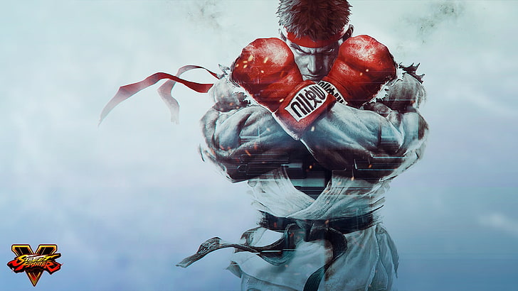 Ryu Street Fighter illustration, gloves, art, Street Fighter 5