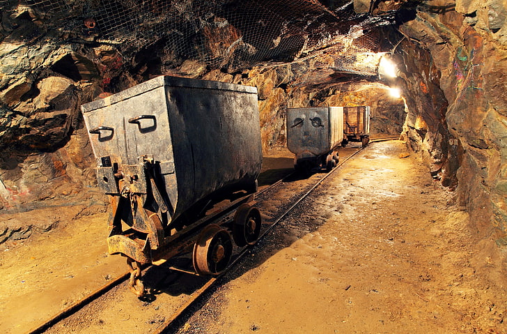 black and brown metal equipment, mining, transportation, mode of transportation