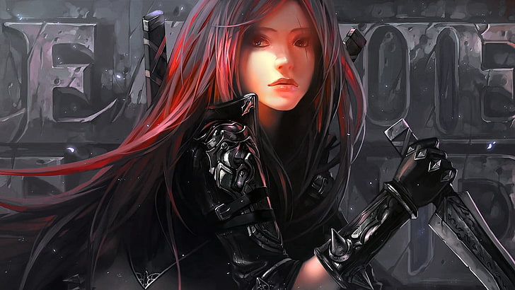 girl in black jacket holding sword illustration, Chenbo, video games