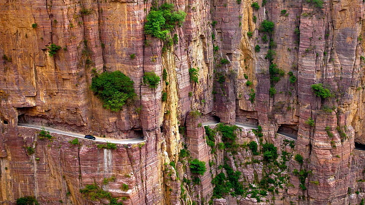 cliff, guoliang tunnel, china, dangerous road, henan, asia