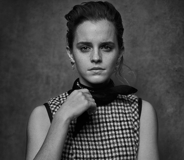 Actresses, Emma Watson, Black & White, English, HD wallpaper