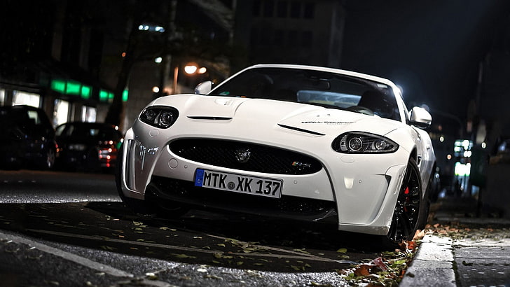white vehicle, car, Jaguar, Jaguar XKR-S, street, motor vehicle, HD wallpaper