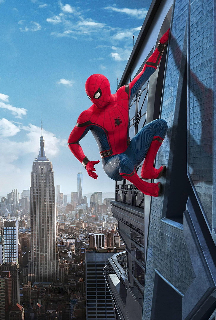 Spider-Man illustration, portrait display, Spider-Man: Homecoming (2017)