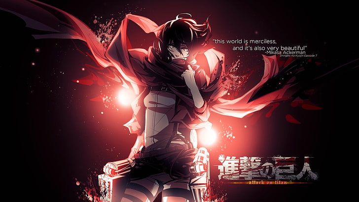 Attack on Titan Mikasa poster, untitled, anime, Shingeki no Kyojin