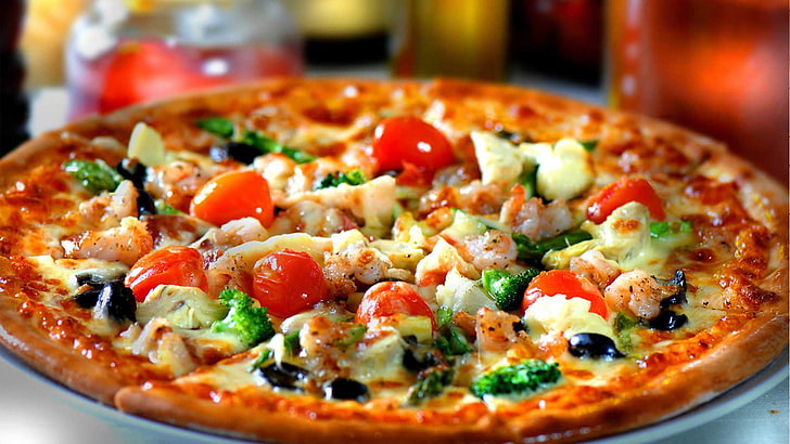 dinner, food, pie, pizza, food and drink, vegetable, italian food, HD wallpaper