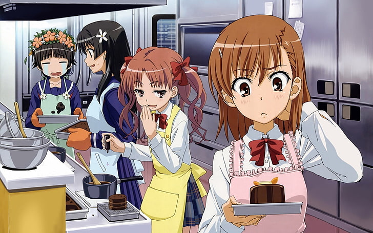 To aru Majutsu no Index, anime girls, cake, Misaka Mikoto, baking, HD wallpaper