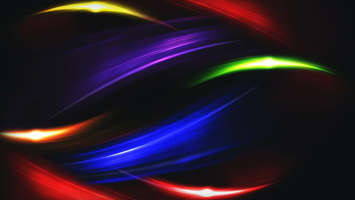 abstract, colorful, shapes, digital art, wavy lines, glowing