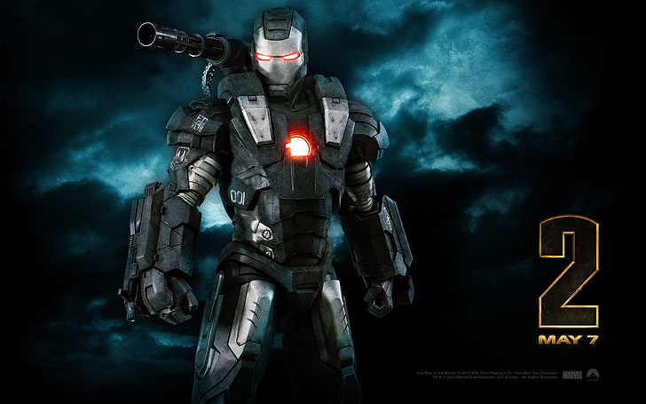 Iron Man, War Machine , human representation, night, sign, gun