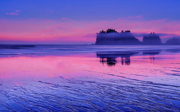 HD wallpaper: USA, Washington, Pacific ocean, sea water, pink ...