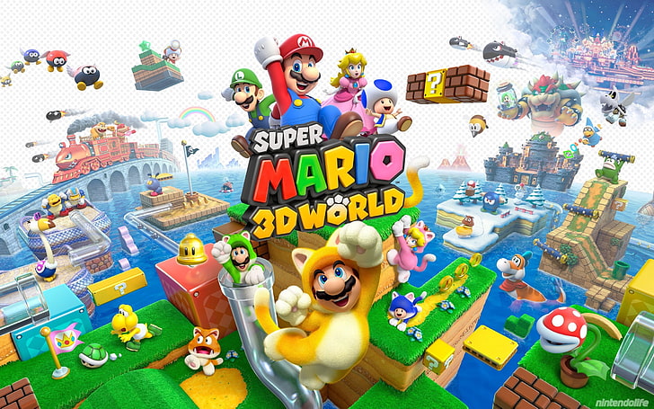 Super Mario, Nintendo, Super Mario 3D World, celebration, toy, HD wallpaper