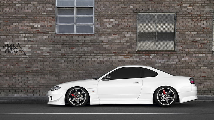 white Nissan Silvia S15 coupe, tuning, car, mode of transportation HD wallpaper