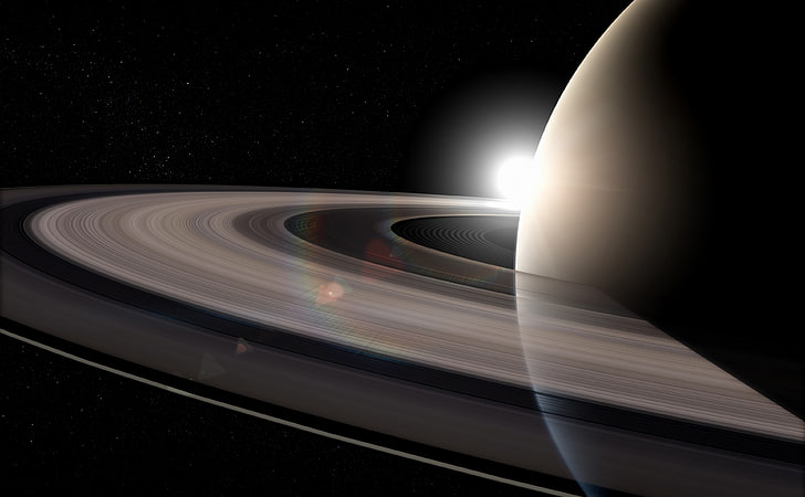 Rings Of Saturn, planet digital wallpaper, Space, night, motion, HD wallpaper