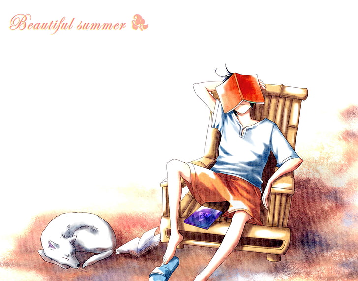 HD wallpaper: Anime, Original, Book, Boy, Dog, Sleeping | Wallpaper Flare