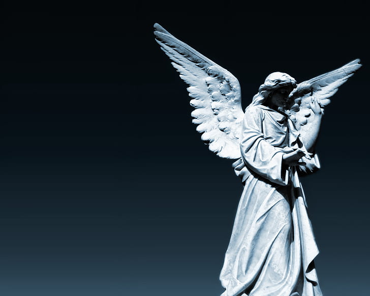 Sculpture Wings HD, angel concrete statue, digital/artwork, HD wallpaper